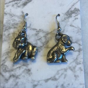 Pewter Dog Charm Earrings